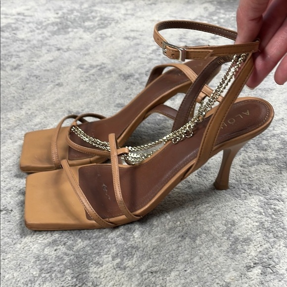 Alohas Anthropologie Strappy Chain Sandals Heels Square Toe Sz 38 - Picture 4 of 16